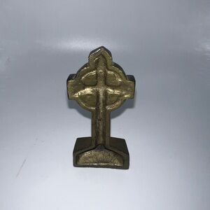 Brass Celtic Cross Figurine - Gold Tone